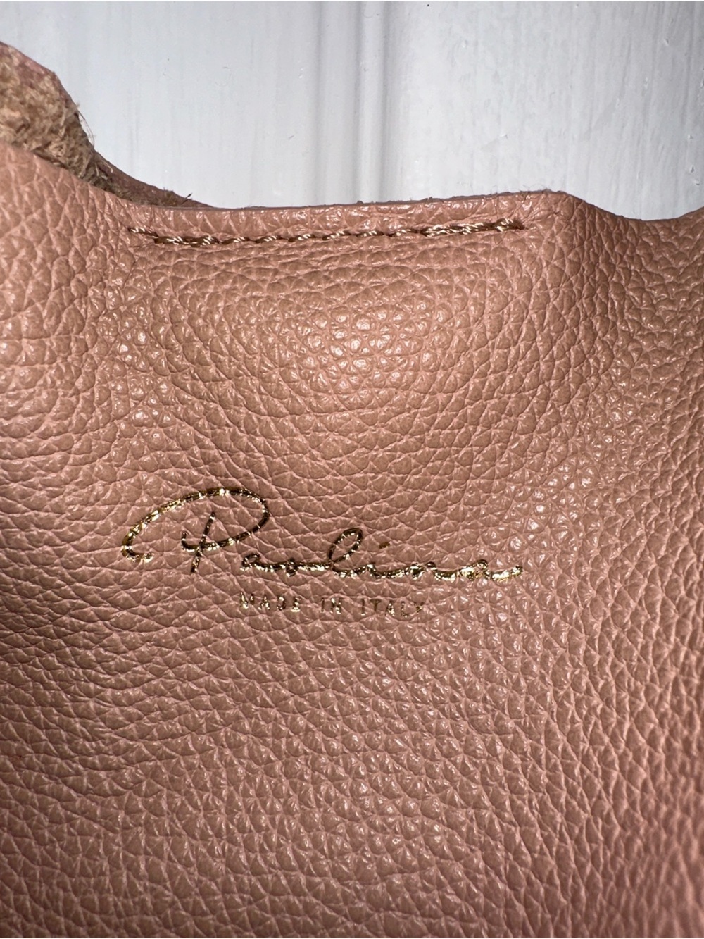 Paulina Made in Italy Pebbled Leather Tote - Rose Tan with Gold Logo